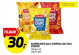 Bunnpris SUPERCHIPS SALT, PAPRIKA OG CHILI CHEESE tilbud