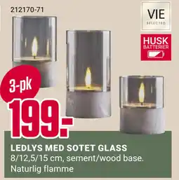 Europris LEDLYS MED SOTET GLASS tilbud