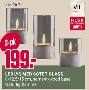 Europris LEDLYS MED SOTET GLASS tilbud