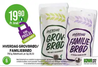 Kiwi HVERDAG GROVBRØD/ FAMILIEBRØD tilbud