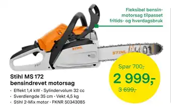 Felleskjøpet Stihl MS 172 bensindrevet motorsag tilbud