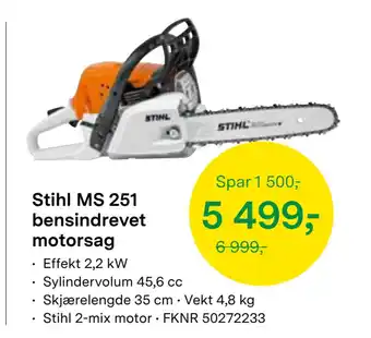 Felleskjøpet Stihl MS 251 bensindrevet motorsag tilbud