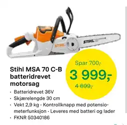 Felleskjøpet Stihl MSA 70 C-B batteridrevet motorsag tilbud