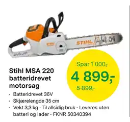 Felleskjøpet Stihl MSA 220 batteridrevet motorsag tilbud