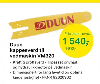 Felleskjøpet Duun kappesverd til vedmaskin VM320 tilbud