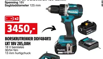 Bauhaus BORSKRUTREKKER DDF484RTJ LXT 18V 2X5,0AH tilbud