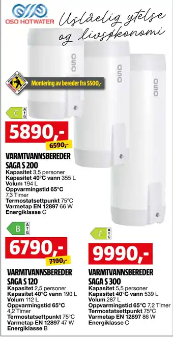 Bauhaus VARMTVANNSBEREDER SAGA S 300 tilbud