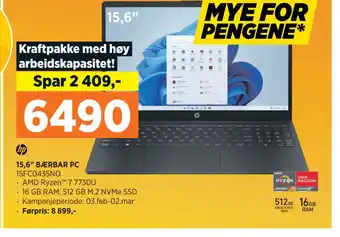 POWER 15,6 BÆRBAR PC tilbud