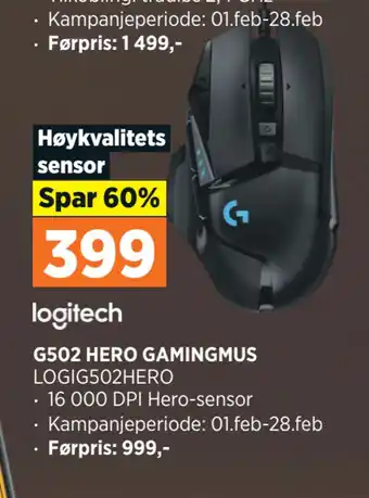 POWER G502 HERO GAMINGMUS tilbud