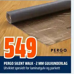 Coop Obs PERGO SILENT WALK - 2 MM GULVUNDERLAG Utviklet spesielt for laminatgulv og parkett tilbud