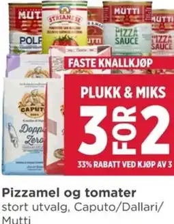 Meny Pizzamel og tomater tilbud