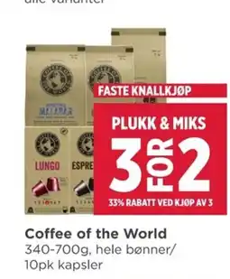 Meny Coffee of the World tilbud