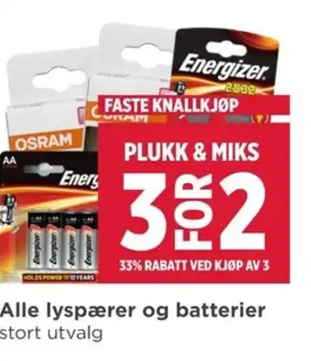 Meny Alle lyspærer og batterier tilbud