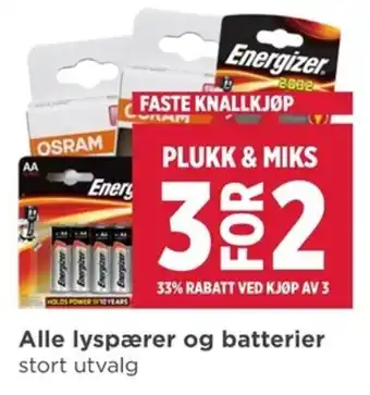 Meny Alle lyspærer og batterier stort utvalg tilbud