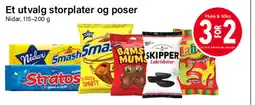 Nærbutikken Et utvalg storplater og poser tilbud