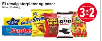 Nærbutikken Et utvalg storplater og poser tilbud