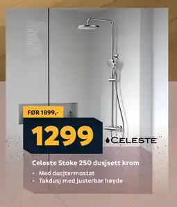 Megaflis Celeste Stoke 250 dusjsett krom tilbud