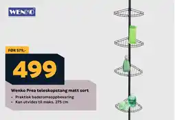 Megaflis Wenko Prea teleskopstang matt sort tilbud