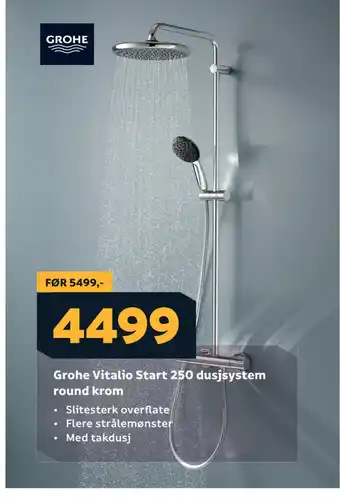 Megaflis Grohe Vitalio Start 250 dusjsystem round krom tilbud