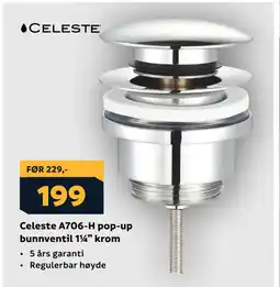 Megaflis Celeste A706-H pop-up bunnventil 1¼” krom tilbud