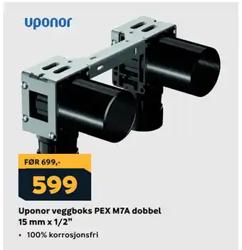 Megaflis Uponor veggboks PEX M7A dobbel 15 mm x 1/2” tilbud