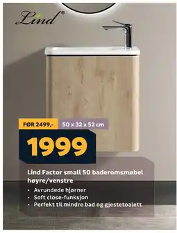 Megaflis Lind Factor small 50 baderomsmøbel høyre/venstre tilbud