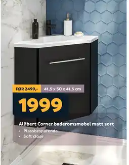 Megaflis Allibert Corner baderomsmøbel matt sort tilbud