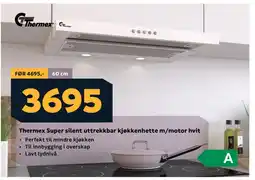 Megaflis Thermex Super silent uttrekkbar kjøkkenhette m/motor hvit tilbud