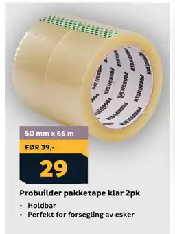 Megaflis Probuilder pakketape klar 2pk tilbud