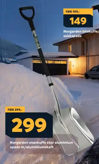 Megaflis Norgarden snøskuffe stor aluminium spade m/aluminiumskaft tilbud