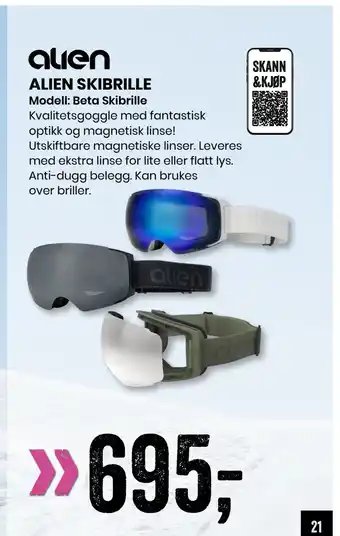 Sport Outlet ALIEN SKIBRILLE tilbud