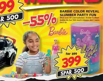 Extra Leker Barbie color reveal slumber party fun tilbud