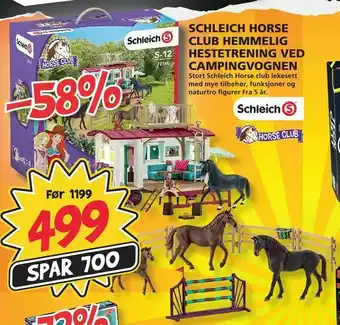 Extra Leker Schleich horse club hemmelig hestetrening ved campingvognen tilbud