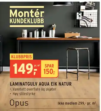 Montér LAMINATGULV AQUA EIK NATUR tilbud