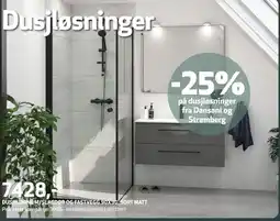 Flisekompaniet DUSJHJØRNE M/SLAGDØR OG FASTVEGG 90X90, SORT MATT tilbud