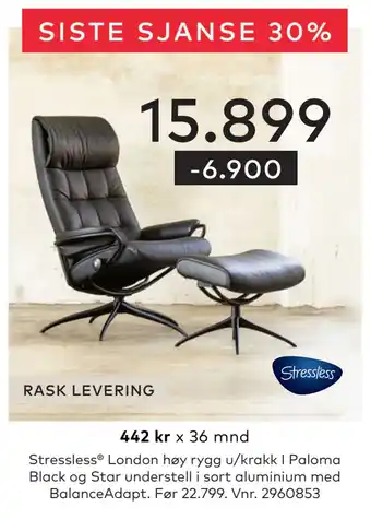 Skeidar Stressless London tilbud