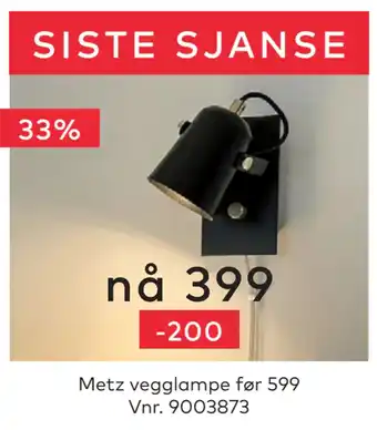 Skeidar Metz vegglampe tilbud