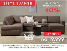 Skeidar Pixel U-sofa tilbud