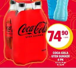 Coop Extra Coca-cola uten sukker 4 pk tilbud