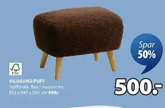 JYSK VILDSUND PUFF tilbud