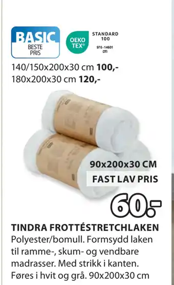 JYSK TINDRA FROTTÉSTRETCHLAKEN tilbud