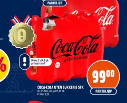 Coop Obs COCA-COLA UTEN SUKKER 8 STK tilbud