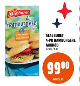 Coop Obs STABBURET 4-PK HAMBURGERE M/BRØD tilbud