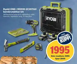 Coop Obs Ryobi ONE+ RDD18-2C20TAH borskrutekker kit tilbud