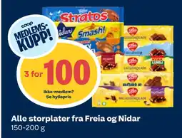 Coop Obs Alle storplater fra Freia og Nidar tilbud