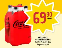 Coop Prix COCA-COLA UTEN SUKKER 4 PK tilbud