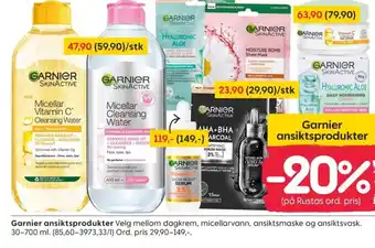 Rusta Garnier ansiktsprodukter tilbud
