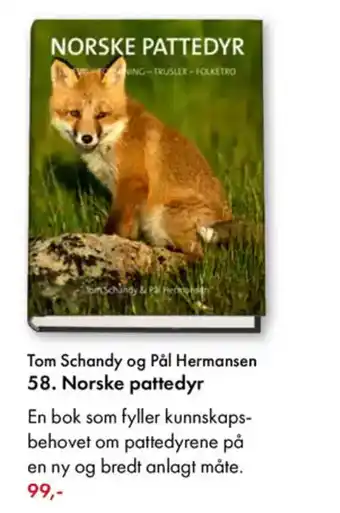 Norli Tom Schandy og Pål Hermansen 58. Norske pattedyr tilbud