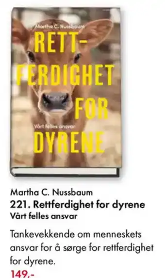 Norli Martha C. Nussbaum 221. Rettferdighet for dyrene Vårt felles ansvar tilbud