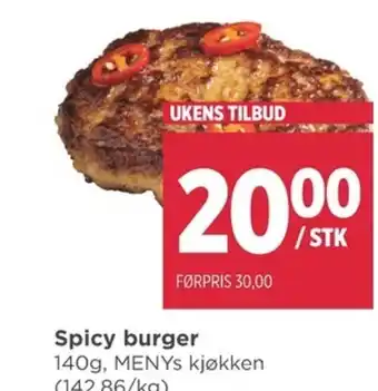 Meny Spicy burger tilbud